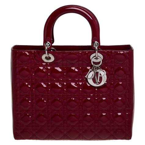 dior red cannage quilted patent leather soft large|lady dior cannage bag.